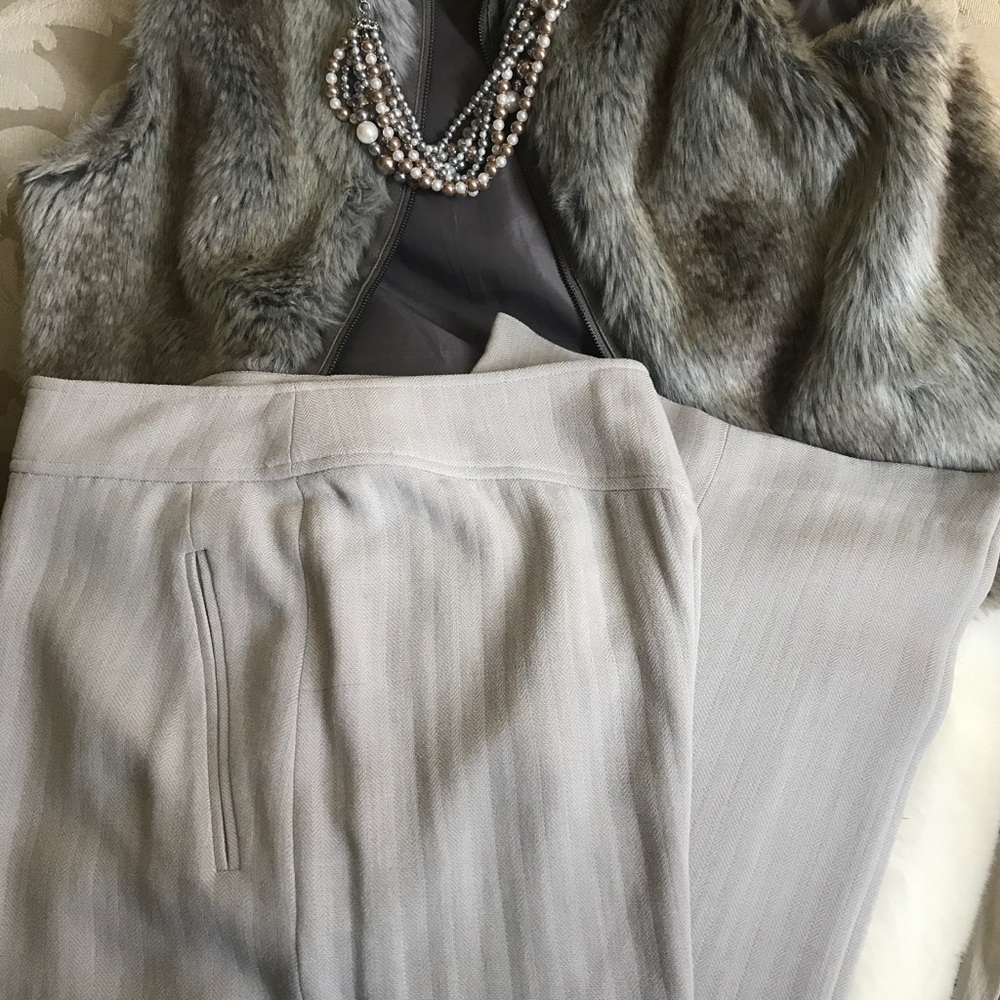 Vintage DKNY neutral wool blend wide leg pant 6